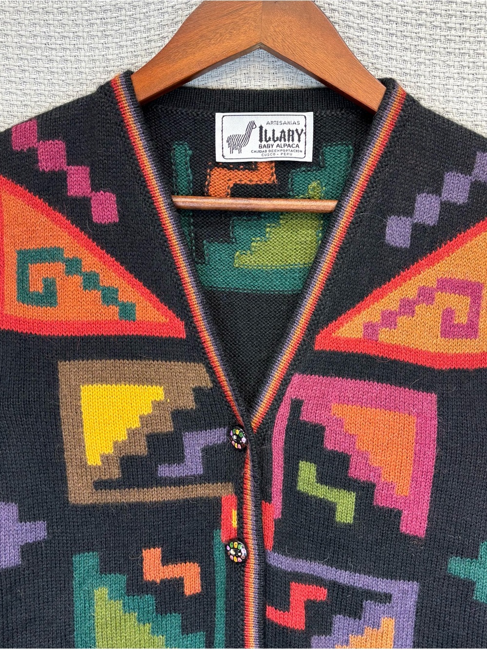 Vintage Illary Baby Alpaca Vest Women Med Southwest Colorful Boho Festival HTF - Picture 2 of 10